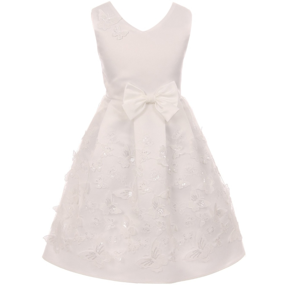 Toddler Girls Sleeveless 3D Butterfly Bow Easter Party Flower Girl Dress USA
